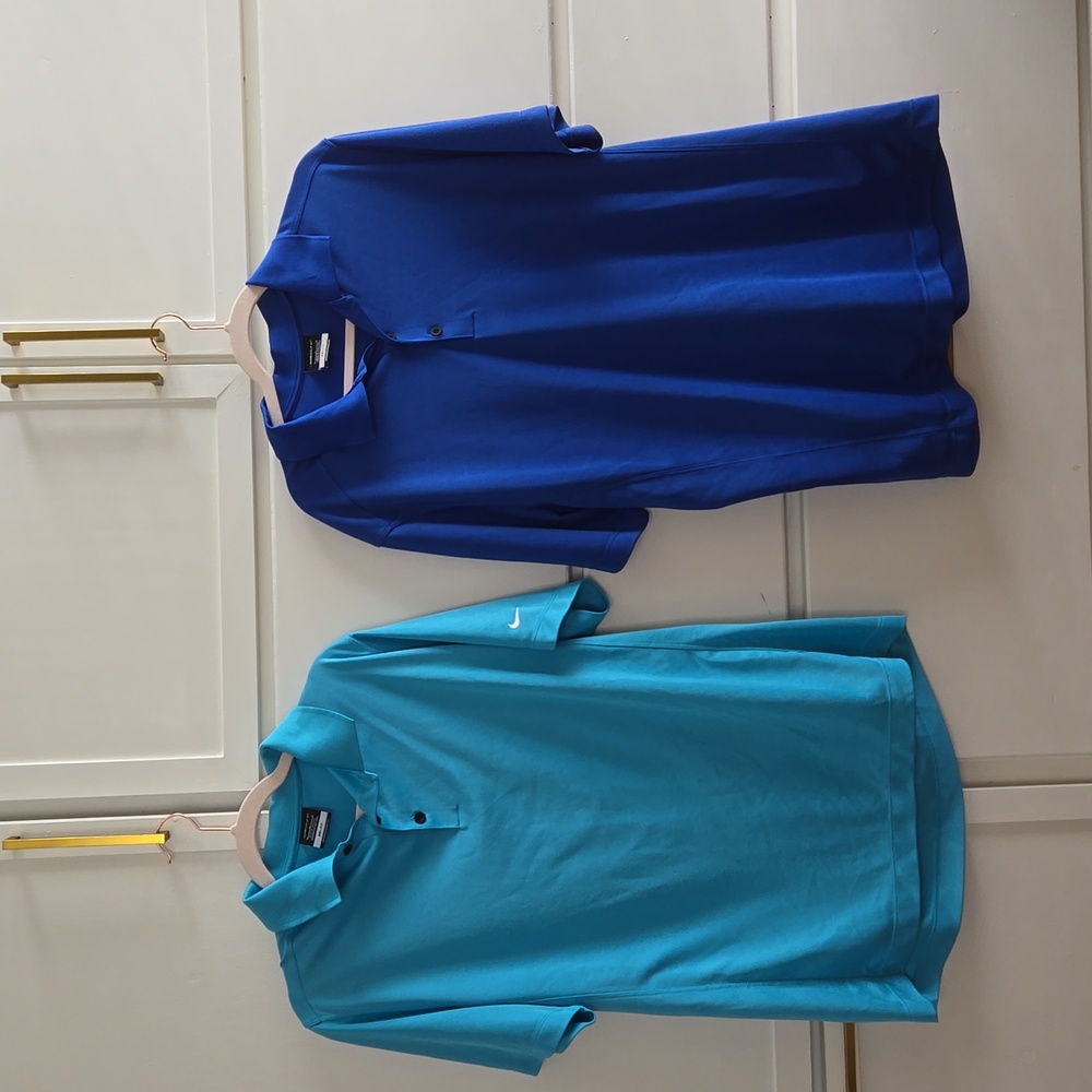 2 NIKE golf Dri-Fit blue polos